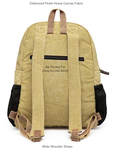 Image of The House of tara Canvas Laptop Backpack for Men & Women 16 Liters | Casual Bag with Waterproof Inner Lining & Laptop Compartment (fits up to 15.6 Inch) | Suitable for College & Travel (Desert Beige)