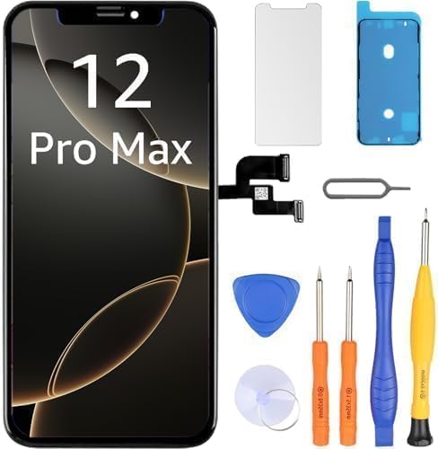 LL TRADER Screen Replacement for iPhone 12 Pro Max 6.7'' LCD Retina FHD Display COF Touch Screen Digitiser with Repair Tool Kits, Waterproof Tape, Screen Protoctor 2025 USA New Model