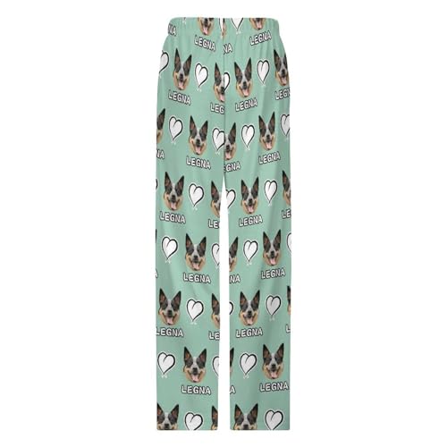 Custom Pet Face Pajama Pants,Unisex Personalized Dog Cat Photo Women Men Sleepwear Lounge Pj Bottoms,Gifts for Pet Lover3