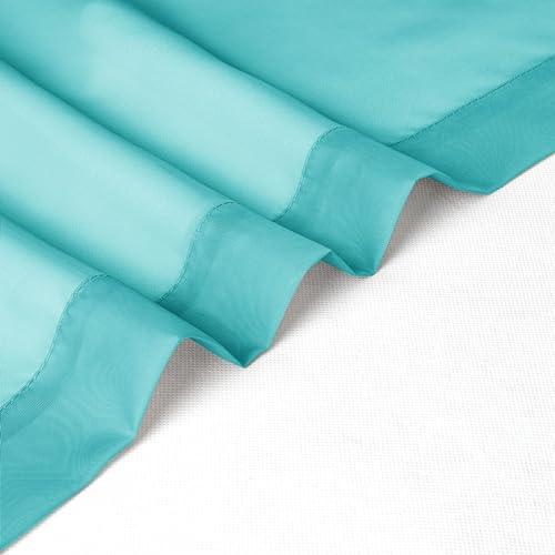 Image of Chyhomenyc Turquoise Sheer Curtains 30 inch Length 2 Panels, Light Filtering Voile Rod Pocket Short Window Curtians for Bathroom Living Room Farmhouse Small Windows, 42Wx30L inches