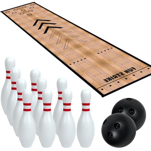XONYOOM Mini Bowling Set Bowling Alley & Lane Games Indoor Outdoor Home Bowling Set Bowling Pins & Ball Set for Backyard, Lawn, Party Games
