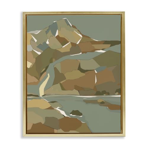 Abstract Mountain River Landscape, 25 x 31 Inch Canvas in Floater Frame