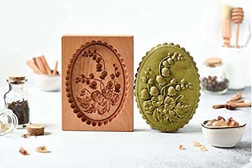 Wooden Cookie Mold, Cookie Stamps, 3D Baking Mold, Wooden Cookie Biscuit Mold, for Cookie Stamp Embossing Craft Decorating Baking Tool (Violet)