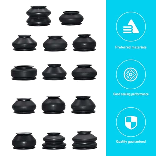 Ferianl Tie Rod Boot, Tie Rod End Boot, Universal Ball Joint Head Dust Protection Cover, Rubber Dust Cover Kit, Car Suspension Steering Parts Accessories, Suitable to Most Vehicle (14PCS)