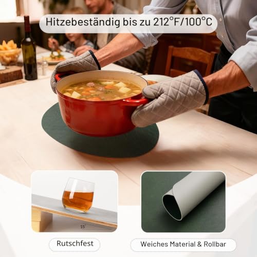 YIHELU Tischset Abwaschbar&Untersetzer,Doppelseitige Oval Platzsets 6er Set – Ansicht 5