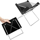 YSSOA 12' Portable Charcoal Barbecue Grill - Folding Notebook Shape, Detachable Collapsible, Mini Tabletop Camping Grill BBQ, Black