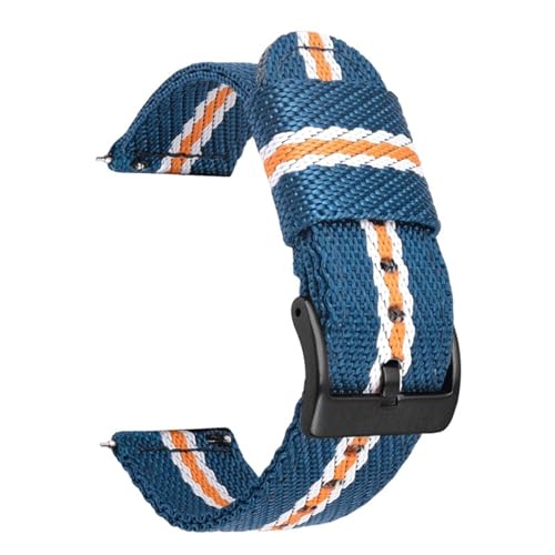 [KAKDLKEYZ] Nylon Canvas Quick Release Watch Strap 18-24mm Universal Man and Woman Wristband(Blue orange white,18mm)