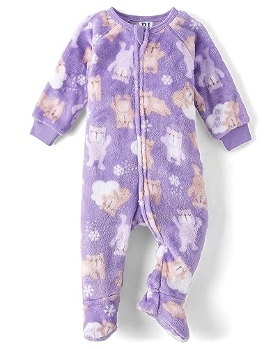 Image of The Children's Place baby girls Bear Fleace Footed One Piece Pajamas