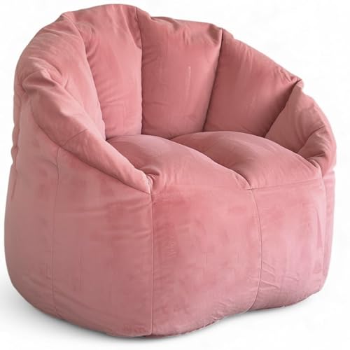Aiire Sillon Puff Salon de Lujo - [85x85x75] Sofa Puf Moderno en Terciopelo Persa - Puffs con Relleno Incluido para Adultos o Decoracion Habitacion Juvenil - Bean Bag Chair Infantil XXL Rosado
