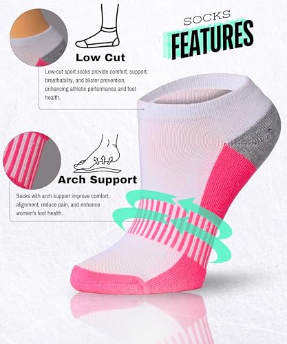 Tipi Toe Women's Athletic Cushioned Comfort Ankle Socks With Arch Support, Mesh Design. Perfect for Running & Sports (6 Pack)2