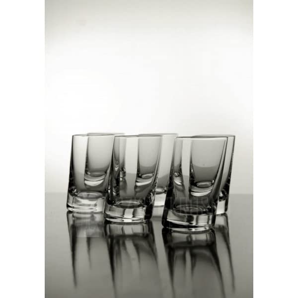 Cristal De Bohême Taillé - Coffret 6 Verres à Digestifs/liqueurs en Cristal penchés 5cl