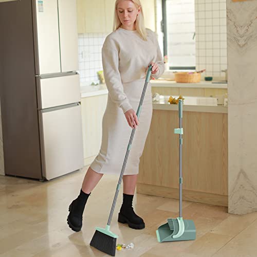 Chouqing Broom And Dustpan Set For Home,Broom And Dustpan Set,Broom Dustpan Set, Broom And Dustpan Combo For Office, Stand Up Broom And Dustpan (Green) #TOP5