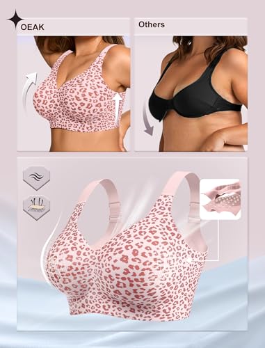 Image of OEAK Womens Wireless Jelly Bras Plus Size Support Push Up Comfortable Bra | no underwire,full coverage,for large breast,minimizer bra,seamless,tshirt bras,everyday bra