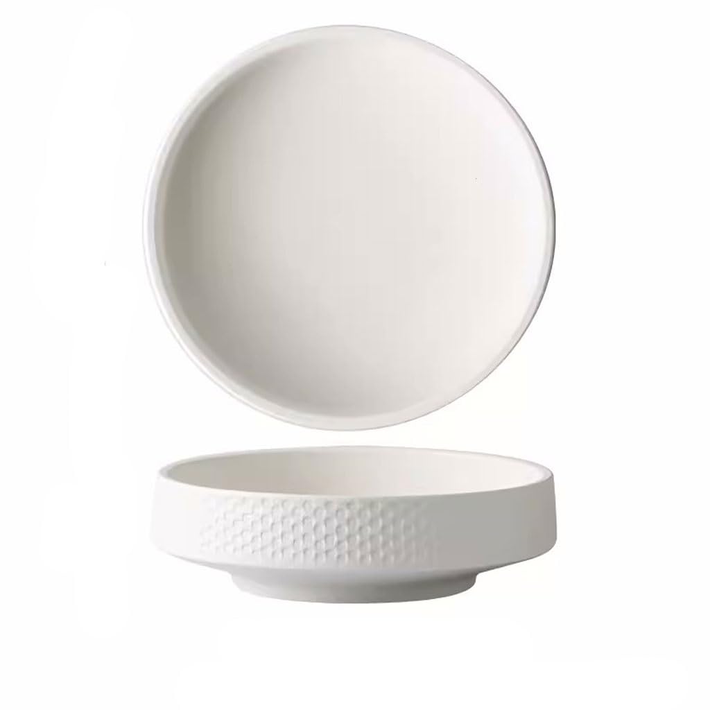 WOTZOV Salad Bowl Ramen Bowl Plate,Soup Plate,Japanese Rice Bowl,Household Soup Bowl,Rice Bowl,Noodle Bowl,Salad Bowl,Boiled Vegetable Tableware Bowls For Kitchen Ice Cream Bowls，White 700ML