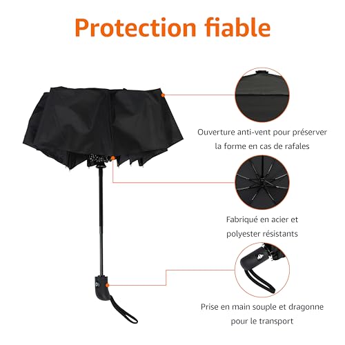 Accessoires Voyage Cabine : Amazon Basics Parapluie de voyage automatique, compact, diamètre : ... – Image 2