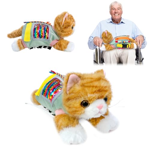 Fidget Blanket for Dementia, Fidget Cat Blanket for Elderly, Fidget