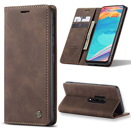 Simicoo OnePlus 8 Pro Case, OnePlus 8 Pro Wallet case Vintage Leather Flip Case with 2 Credit Card Holder Strong Magnetic Kickstand Cash Pocket Wallet for OnePlus 8 Pro (Coffee, OnePlus 8 Pro)