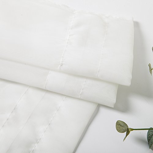 Aquazolax Rod Pocket Thin Sheer French Door Curtain Elegant Solid 25X72 Inch Voile Drapery Patio Door Panel With Tieback - 1 Panel, White #TOP5