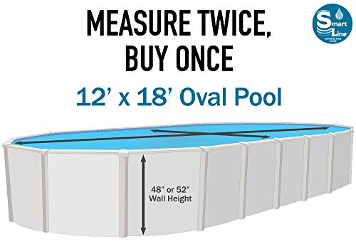 Smartline Waves Of Poseidon 12-Foot-By-18-Foot Oval Liner | Overlap Style | 48-To-52-Inch Wall Height | 25 Gauge | Designed For Steel Sided Above-Ground Swimming Pools | Universal Gasket Kit Included #TOP4
