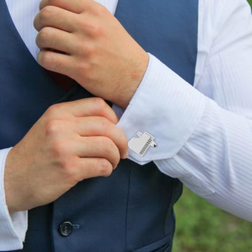 Gemelos de piano para hombre tono plateado miniatura 3