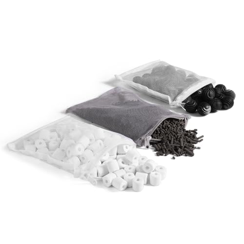 Flexzion Fish Tank Filter Media - Bio Balls for Aquarium Filter, Ceramic Rings & Activated Carbon...
