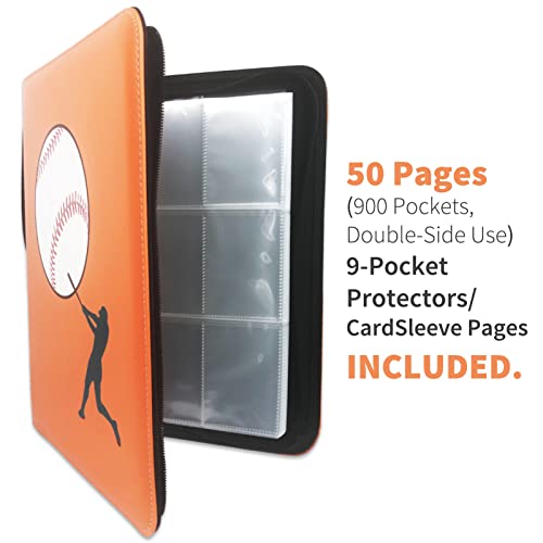 Binditek 9-Pocket Trading Card Binder,900 Cards Album Binder With Zipper, Double-Sided Pocket Card Holder Protector For Most Standard Size Cards,3 Ring Binder With 50 Removable Card Sleeves #TOP2