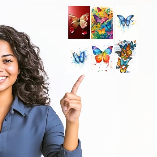 Image of SiddArtify Vibrant Butterfly Art Print Set - Set of 2-4x6 Inch - Board (Pack of 6) - Sticker (Pack of 6) Wall Room Decoration art Poster Prints