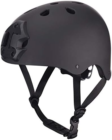 ipoob Adult Kayaking Canoe Whitewater Watersports Helmet with Camera Clamp Mount Plate (Matte Black, Medium)