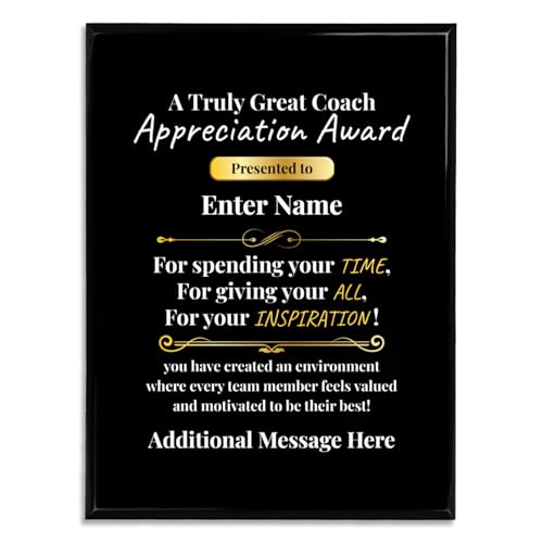 Personalized Custom Award for Coach - Sport Plaque with Name,