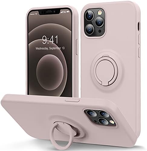 MOCCA Compatible with iPhone 12 Pro Max Phone Case 6.7 inch with Ring Kickstand | Super Soft Microfiber Lining | Anti-Scratch Full-Body Shockproof Protective Case for iPhone 12 Pro Max - Pink Sand