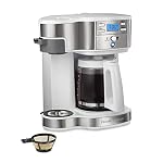 Hamilton Beach 49933 2 Way 12 Cup Programmable Drip Coffee Maker Single Serve Machine Glass Carafe Auto Pause and Pour White