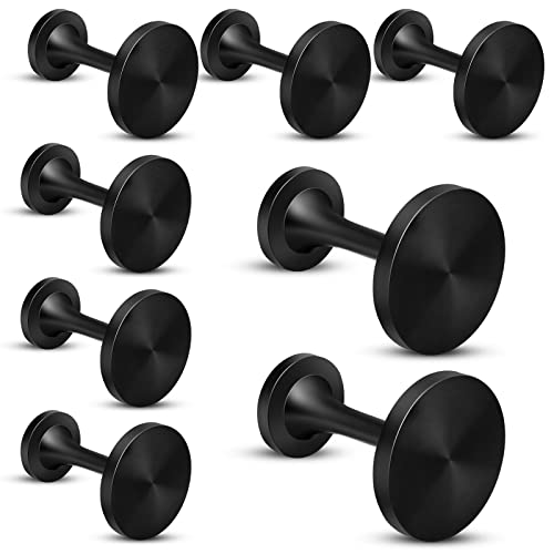 Curtain Holdbacks, 8 Pack Curtain Tieback Hooks for Drapes Round Drapery Holdbacks Pullbacks Metal Curtain Holders for Wall, Black