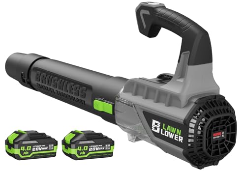 Image of Cordless Leaf Blower Brushless Motor 580CFM 160MPH Electric Blower with 2x4.0Ah Batteries & Charger, Powerful Handheld Leaf Blower for Lawn Care, Patio, Yard Cleanup Blowing Dust, Leaves