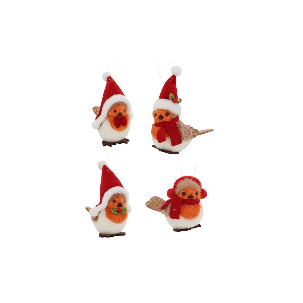 𝐉𝐌𝐒 𝐖𝐄 𝐂𝐑𝐄𝐀𝐓𝐄 𝐒𝐌𝐈𝐋𝐄 - pack of 4 Robin Christmas Tree Decorations – Hanging Bird Ornaments for Xmas Trees, Garlands & Holiday Décor – Reusable & Durable 12.5 x 6 x 10 cm