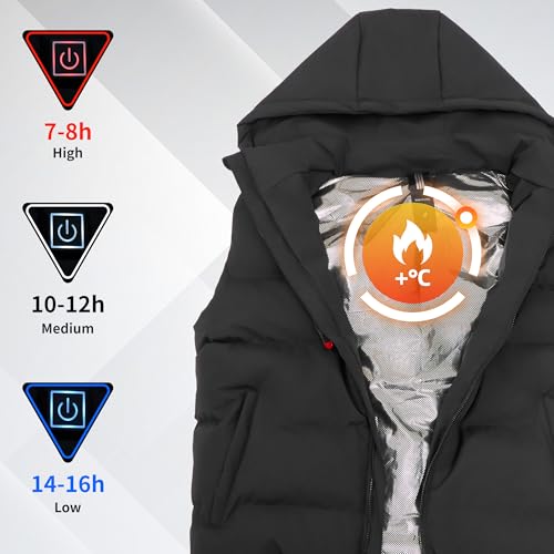 Wuple Heated Vest for Men with 20000mAh Battery Pack Lightweight Electric Heated Vest with 19 Heating Zones & 3 Heat Levels, Men’s Winter Outerwear, Black, 3XL — view 4