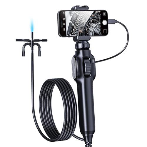 Endoscope Inspection Camera, Aopick Two-Way 360° Articulating Borescope, 1080P Endoscope Camera with 8 LED Lights, 7.9mm IP67 Waterproof Probe, Compatible with Android/iOS Phone (1M/3.28FT)