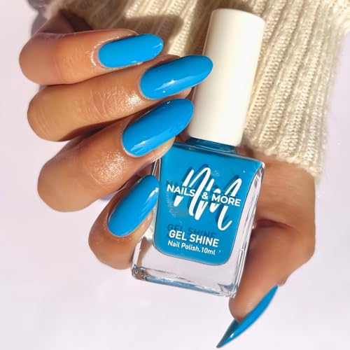 Image of Nails & More 38 Blue Ocean Gel Shine Nail Polish - Argan Oil Infused, Long Lasting & Chip Resistant - Vegan & Non-Toxic Ocean Blue Paint for Women