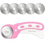 45mm Rotary Cutter for Fabric with 5 Extra Blades, Fabric Rotary Cutter Wheel for Quilting, Leather Crafting, DIY Projects, Ergonomic Handle for Left and Right Hand Users