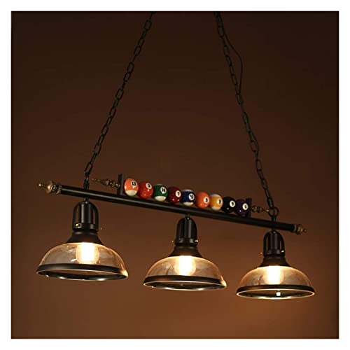 Hanging LED Glass Retro 3-head Pool Table Chandelier, Personalized Creative Adjustable Lifting Restaurant Chandelier A+