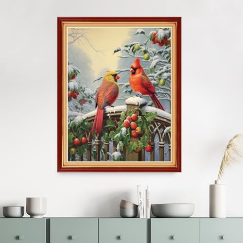 Image of Dimensean Stamped Cross Stitch Kits Full Range of Embroidery Patterns Starter Kits for Beginners Adult DIY Cross Stitches Needlepoint Kits 11CT-Parrot Snow Scenery 16x20 inch