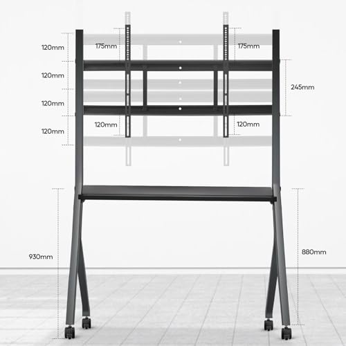 Image of Smart Board Stand for 55-75 Inch Electronic Whiteboard Screens, Lockable Wheels, Portable Design for Classroom, Home, Office