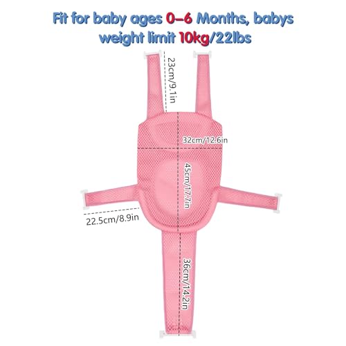 Image of Colorlife Baby Bath Seat Support Net Infant Bathing Seat Support Mat, Adjustable Comfortable Non-Slip Five-Pointed Baby Shower Net Bathtub Sit Up Mesh for Newborn 0-6 Months-Pink(No Bathtub)