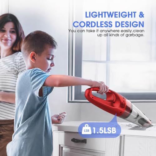 Image of YOOHI Handheld Vacuum Cordless Rechargeable - 6000Pa Mini Hand Held Vacuum, LED Light, 20-25 Mins Runtime, USB Charging, 500ML Cup - Lightweight Small Vacuum Cleaner Cordless for Car /Office /Home