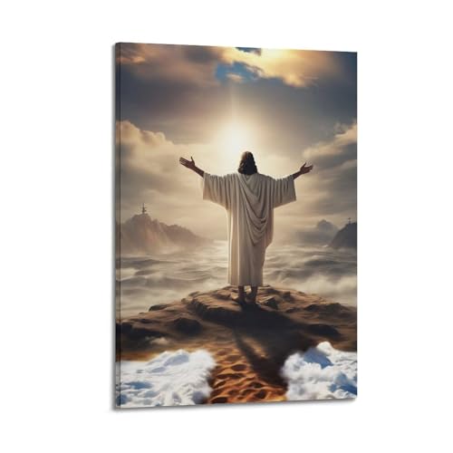 Lumière au sommet de la montagne poster sur toile chrétien pour créer un havre de paix en chambre