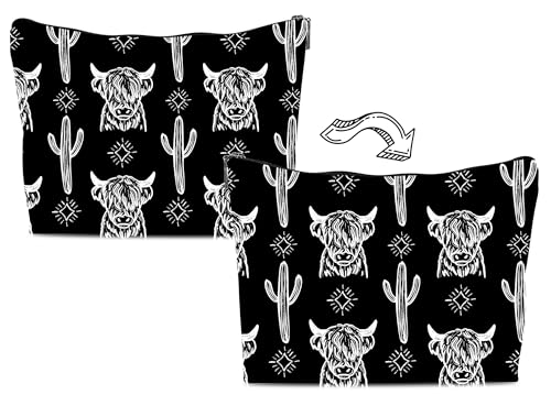 Image of Cow Makeup Bag - Cowgirl Stuff, Western Gifts for Women - Leather COW X