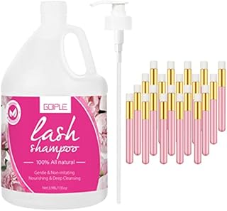 Lash Shampoo for Lash Extensions Eyelash Extension Cleanser, 3.98L Professional Eyelid Foaming Cleanser, Free Non-lrritating Wash for Extensions Lashes with Salon and Home Care, 20 Cleansing Brushes