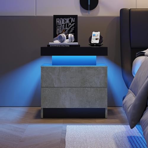 The Bedside Table Comes with LED Lights, Modern Style with