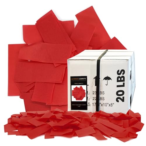 Image of Ultimate Confetti, Red Biodegradable Confetti - Rectangular Tissue Paper Confetti for Cannon and Launcher use - Best for Gender Reveal, Live Parties, Concerts and Weddings - 20 lb, 320 oz