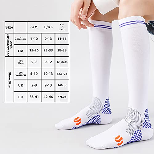 Compressiesokken (2 Paar) voor Heren en Dames 20-30 mmHg Compressiekousen Circulatie voor Fietsen Running Support Socks (XXL, Sky Blue) - Afbeelding 3