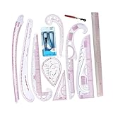 harayaa Metrisches Lineal-Set, Schneider-Lineal, biegbare Blusen-Tuch-Design-Schablonen,...